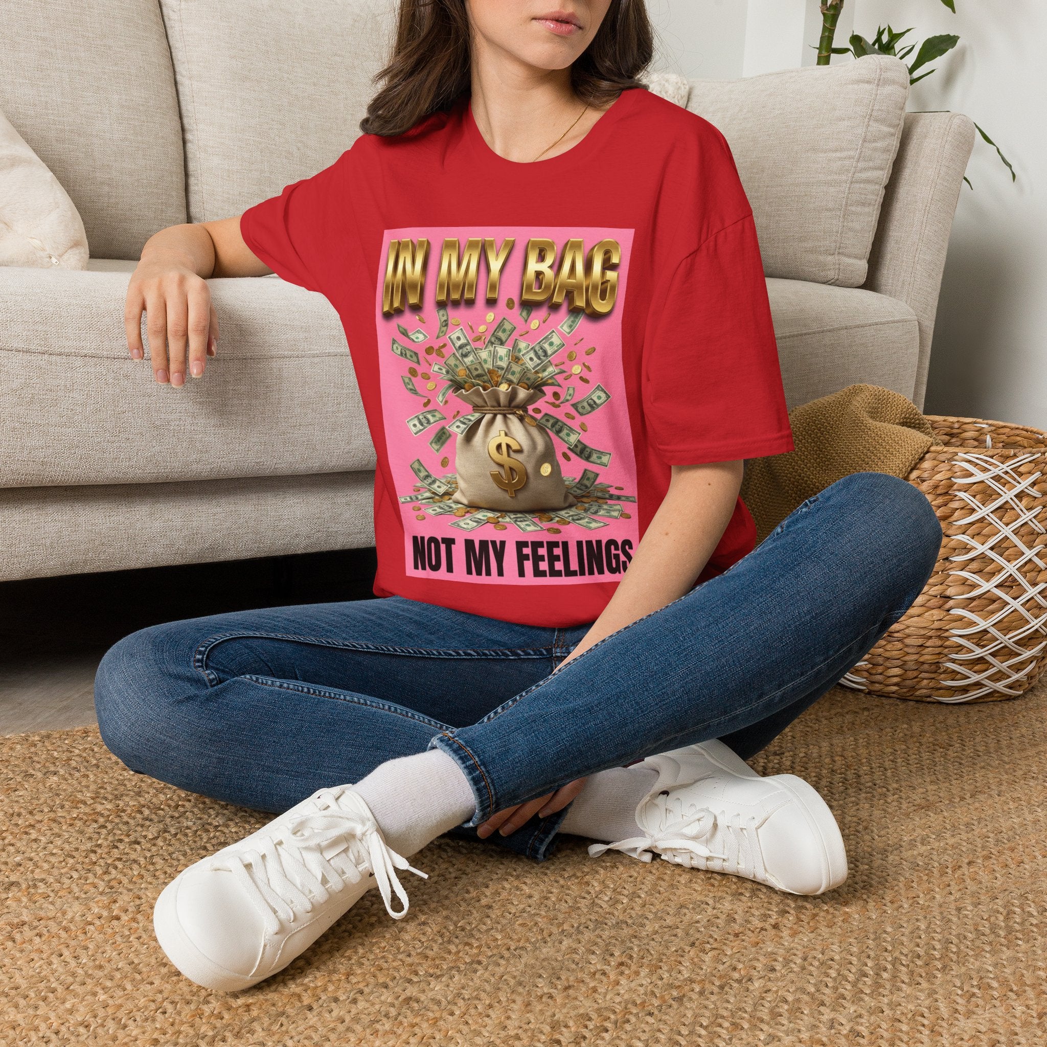 T-Shirt — "In My Bag, Not My Feelings" Pink Money Graphic Tee