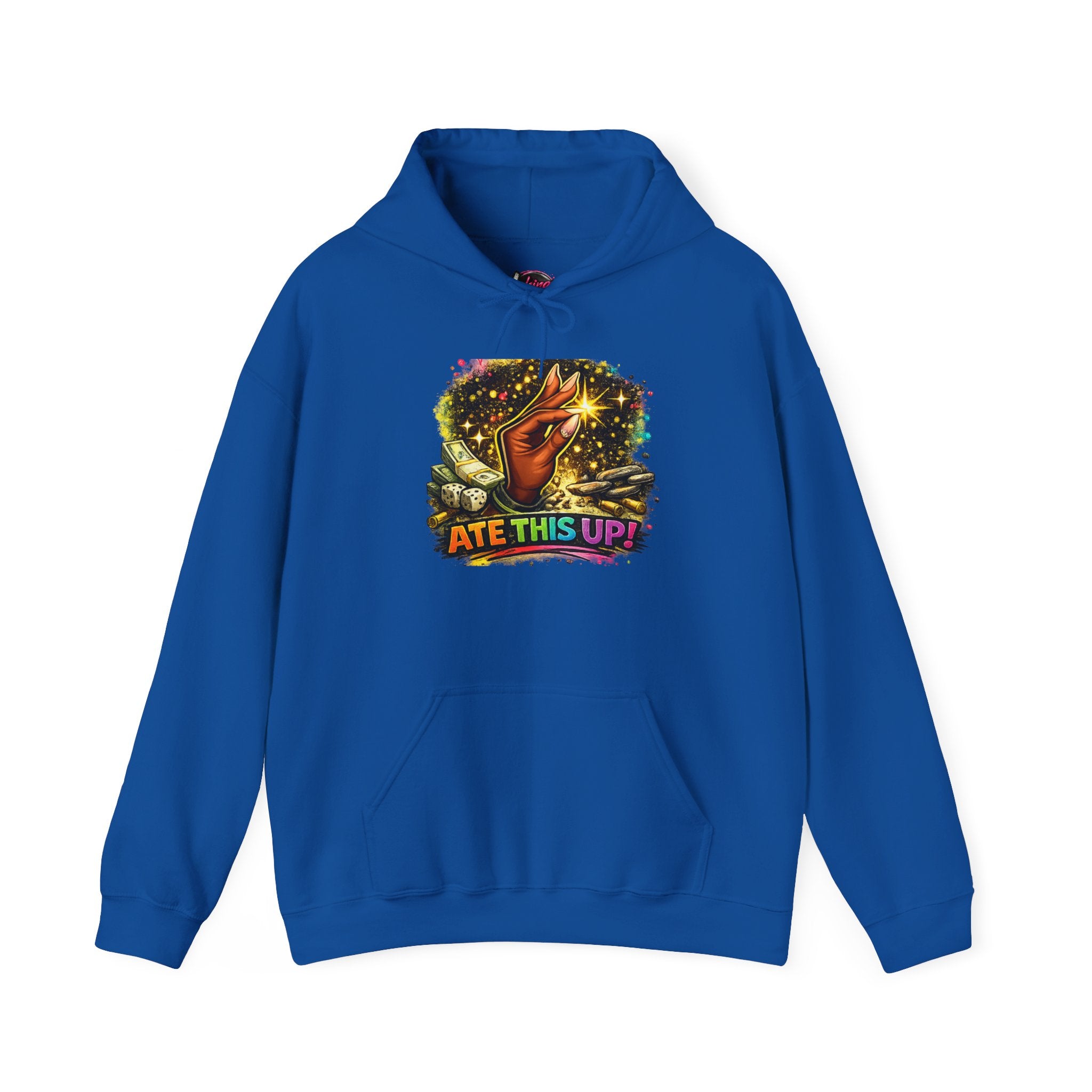 Hoodie — 'Ate This Up!' Retro Cosmic Hand Graphic Hoodie