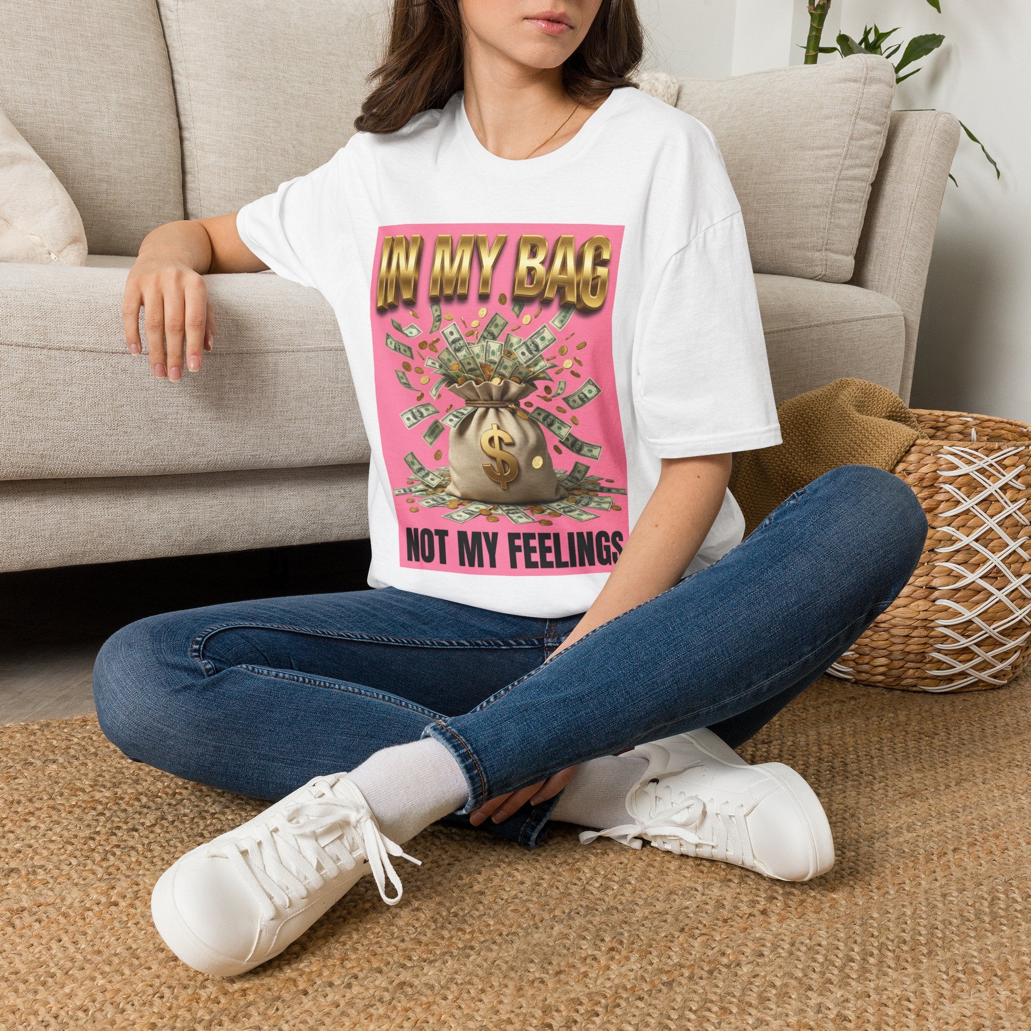 T-Shirt — "In My Bag, Not My Feelings" Pink Money Graphic Tee