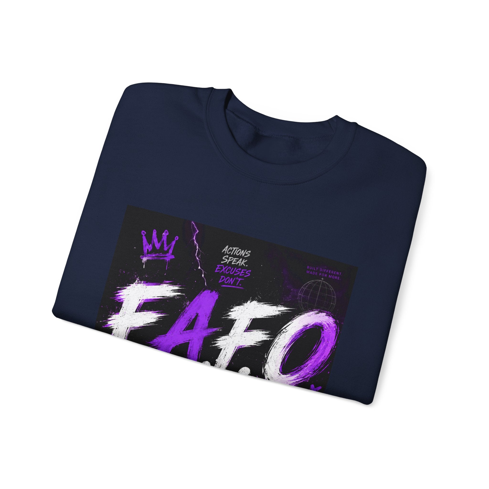 FAFO Graffiti Crewneck Sweatshirt — Bold Purple Streetwear Pullover