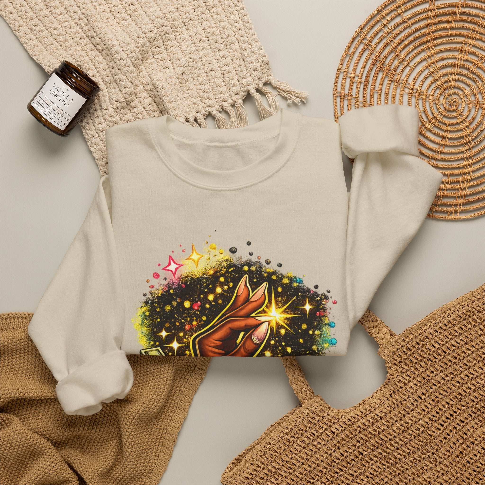 Crewneck Sweatshirt — 'Ate This Up!' Sparkling Hand Graphic