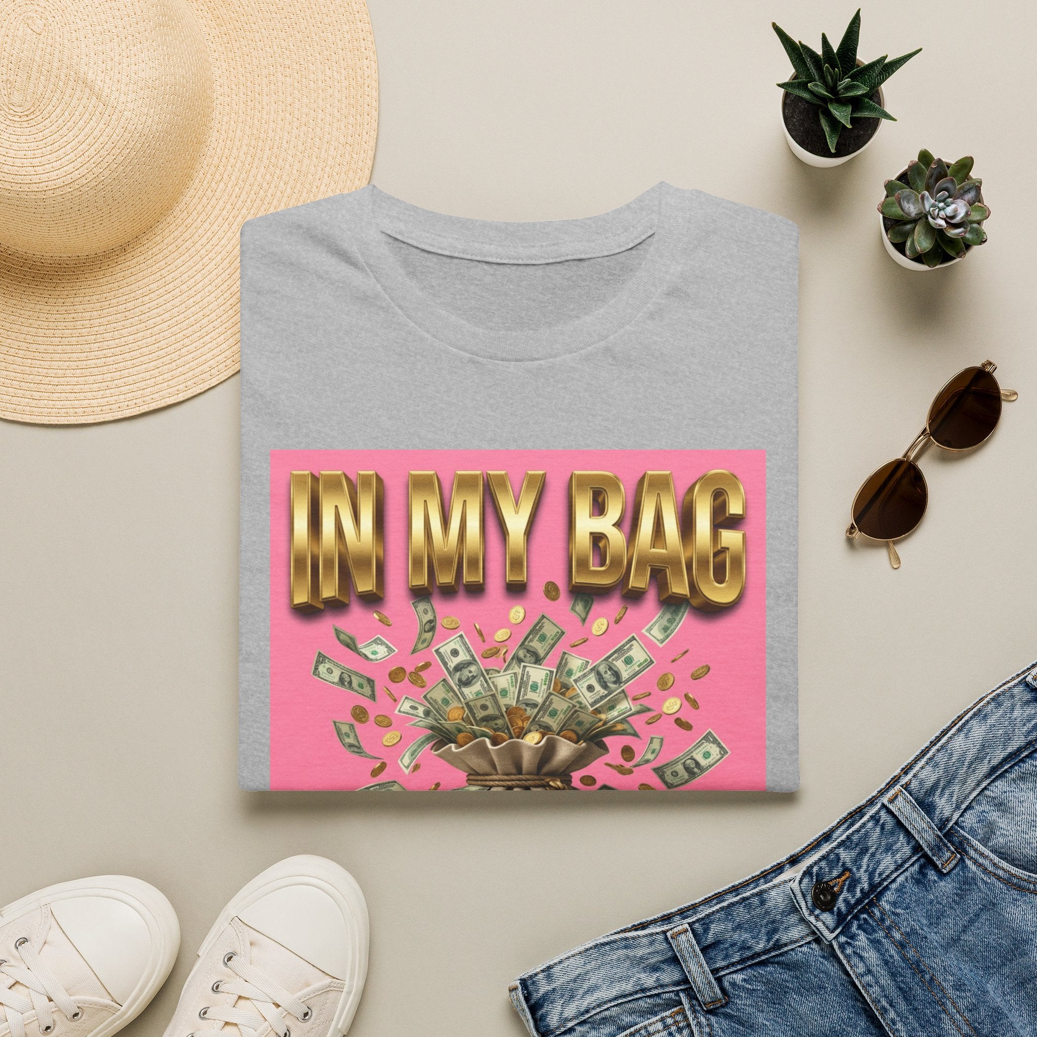 T-Shirt — "In My Bag, Not My Feelings" Pink Money Graphic Tee