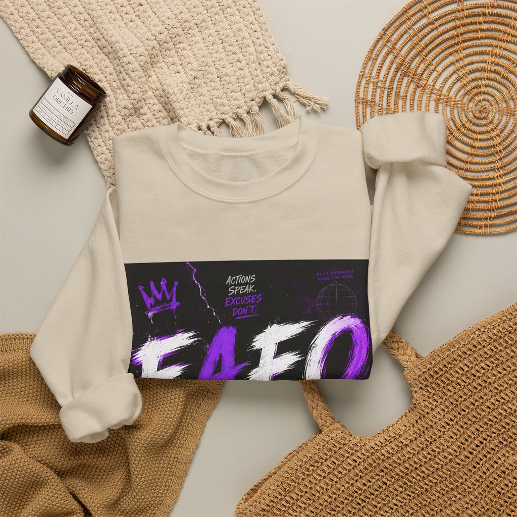 FAFO Graffiti Crewneck Sweatshirt — Bold Purple Streetwear Pullover