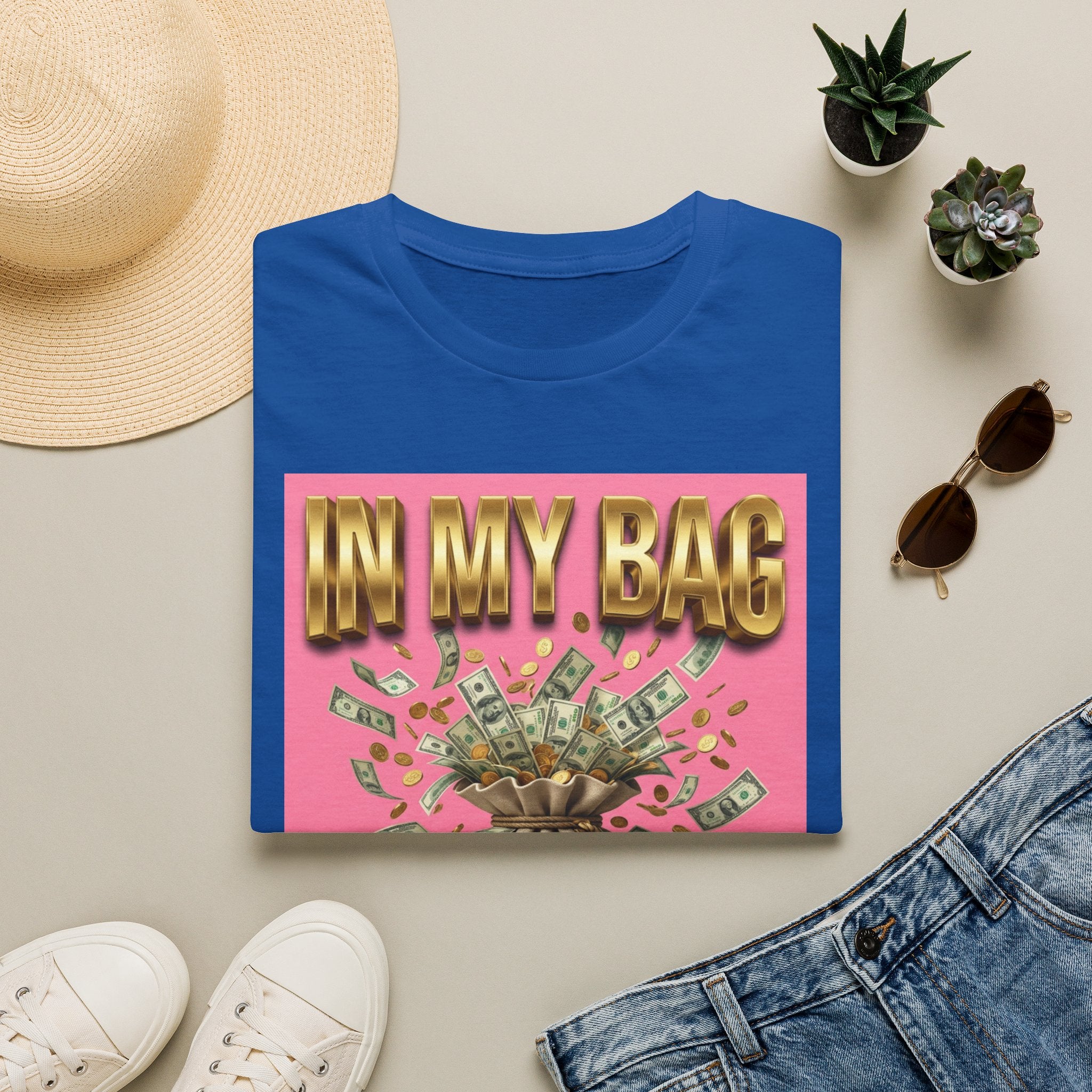 T-Shirt — "In My Bag, Not My Feelings" Pink Money Graphic Tee