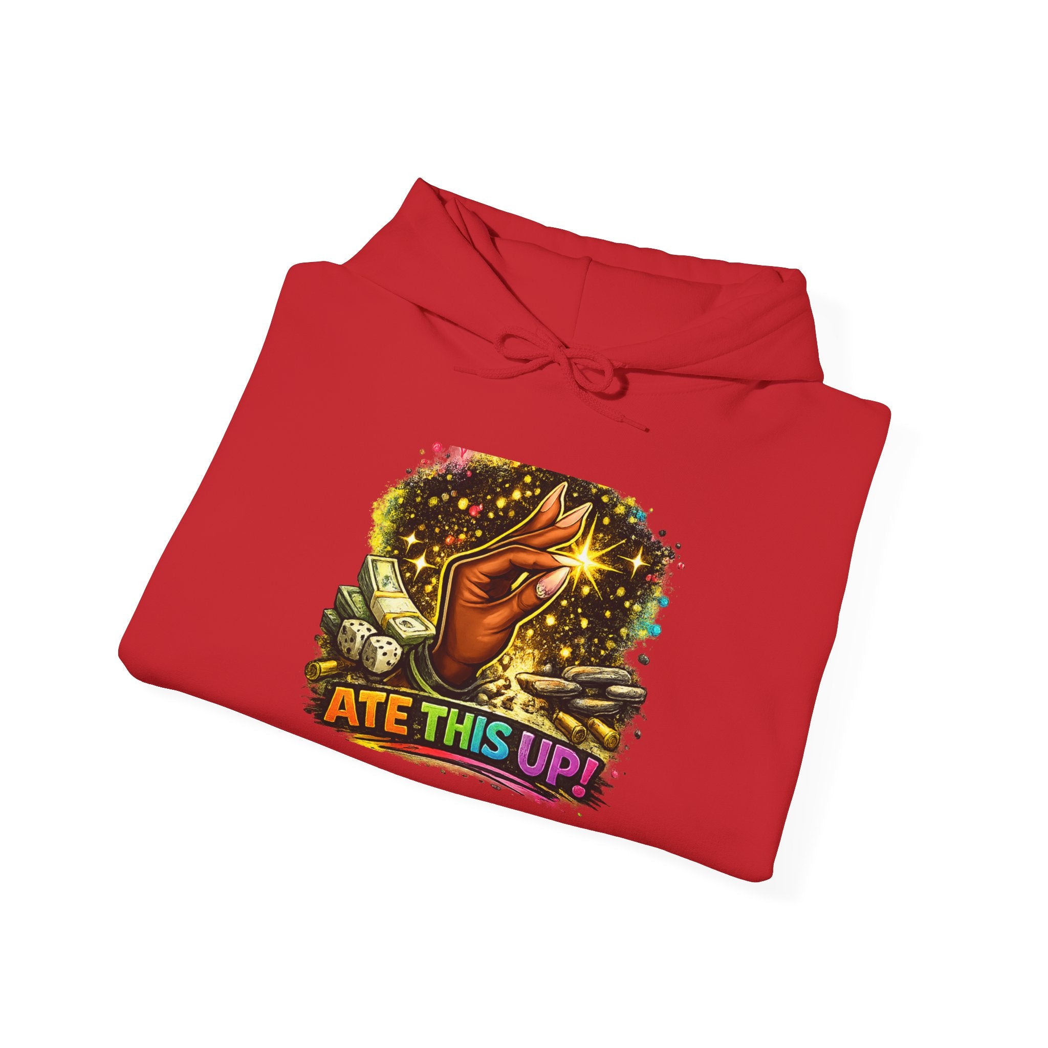 Hoodie — 'Ate This Up!' Retro Cosmic Hand Graphic Hoodie