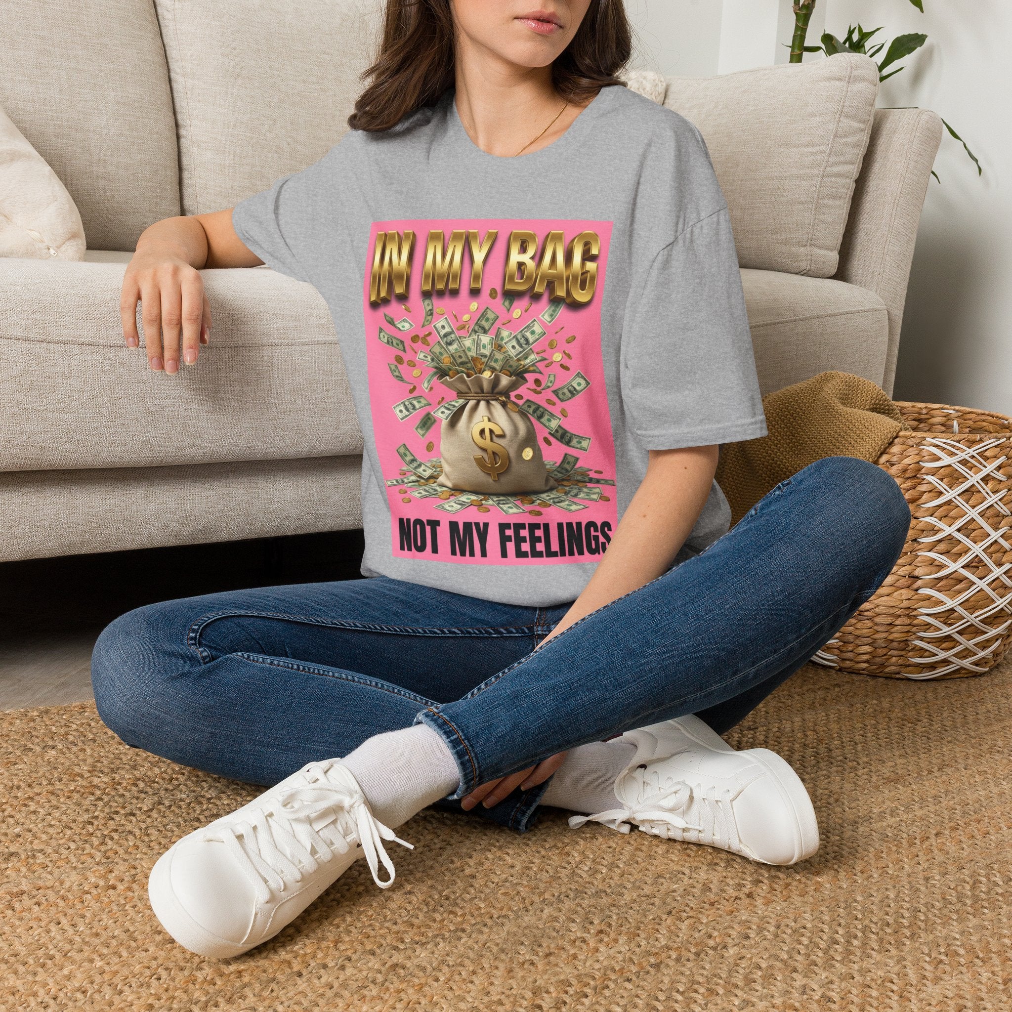 T-Shirt — "In My Bag, Not My Feelings" Pink Money Graphic Tee