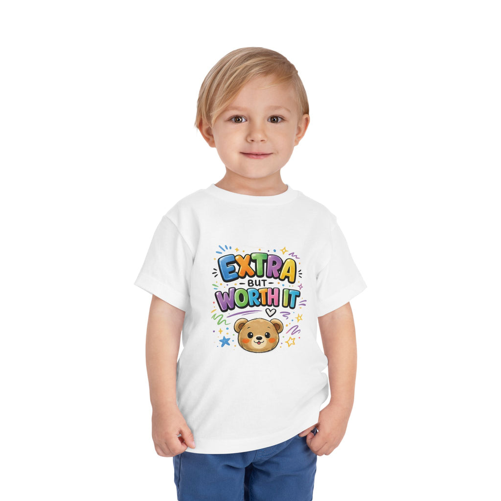 Toddler Tee - "Extra But Worth It" Cute Bear Graphic