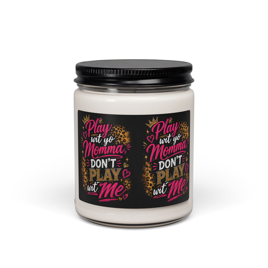 "Wit Yo Momma" Scented Soy Candle — 9oz Funny Leopard-Print Home Fragrance